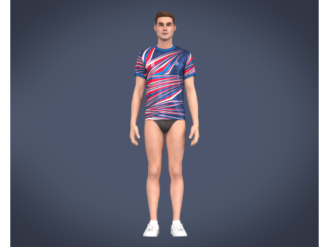 Soccer Football Blue and Red Jersey Player-11 3D Model