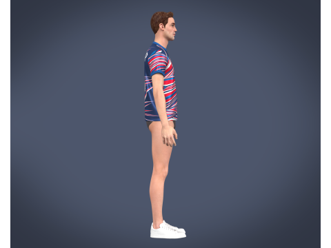 Soccer Football Blue and Red Jersey Player-11 3D Model