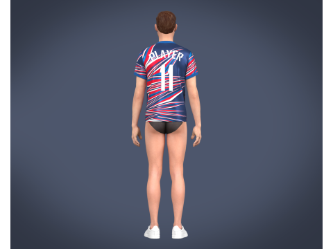 Soccer Football Blue and Red Jersey Player-11 3D Model