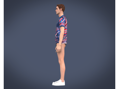 Soccer Football Blue and Red Jersey Player-11 3D Model