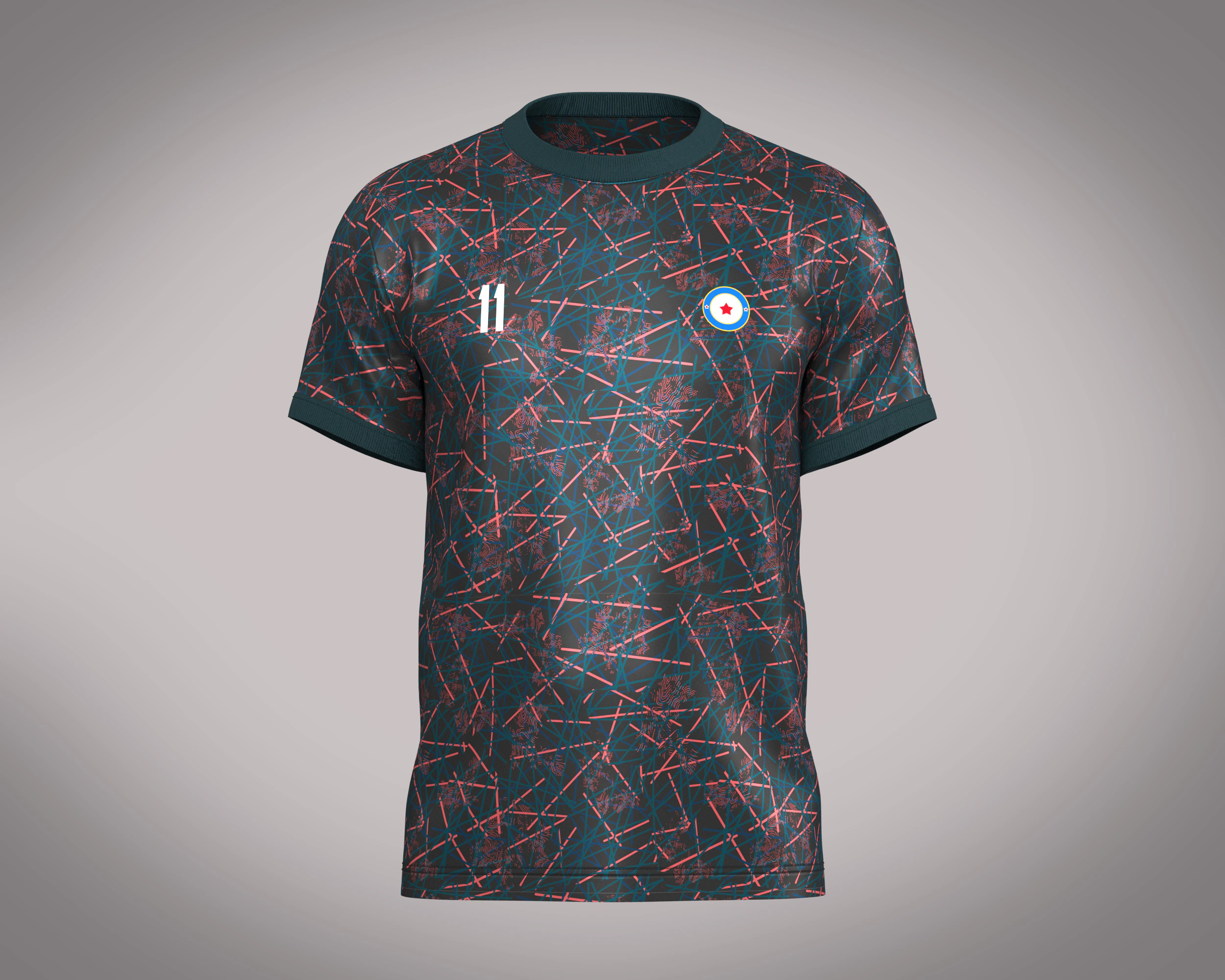 Soccer Football Blue Red with Black Jersey Player-11 3D Model .c4d .max .obj .3ds .fbx .stl .blend 