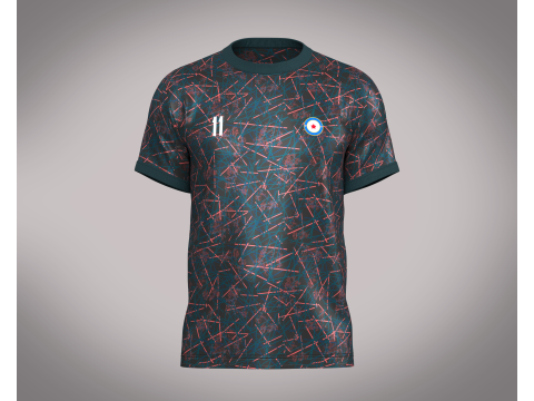 Soccer Football Blue Red with Black Jersey Player-11 3D Model