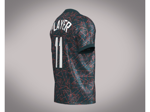 Soccer Football Blue Red with Black Jersey Player-11 3D Model