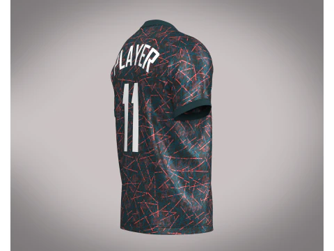 Soccer Football Blue Red with Black Jersey Player-11 3D Model