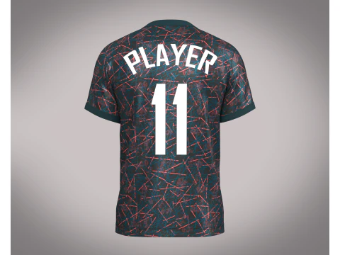Soccer Football Blue Red with Black Jersey Player-11 3D Model