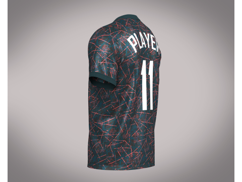 Soccer Football Blue Red with Black Jersey Player-11 3D Model