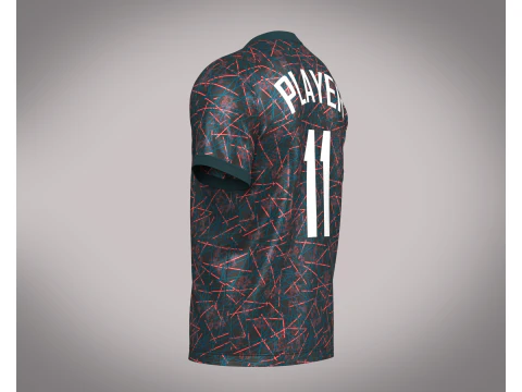 Soccer Football Blue Red with Black Jersey Player-11 3D Model