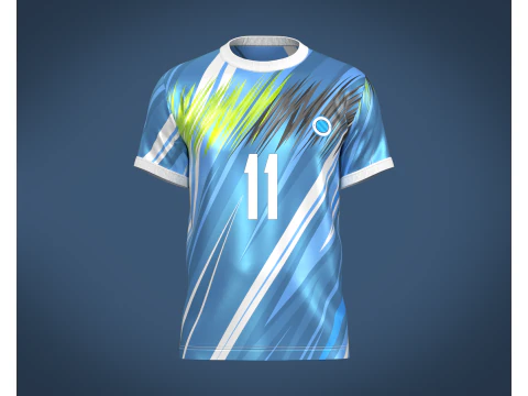 सॉकर फुटबॉल ब्लू और व्हाइट जर्सी प्लेयर-11 3D मॉडल