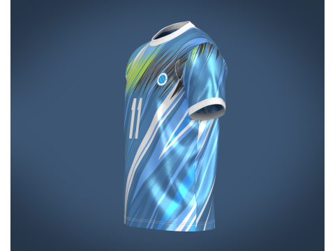 Soccer Football Blue and White Jersey Player-11 3D Model