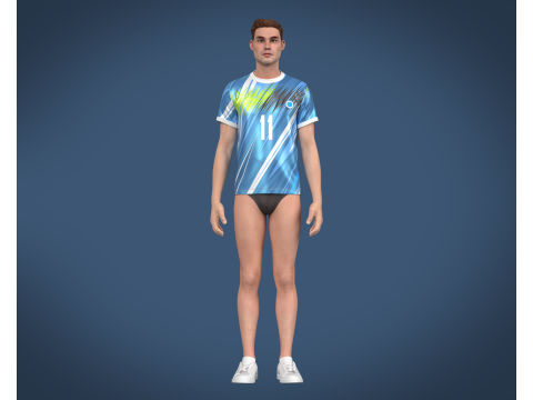 Soccer Football Blue and White Jersey Player-11 3D Model