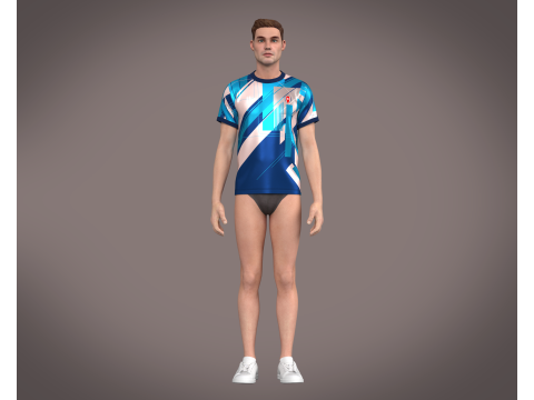 Soccer Football Blue color Jersey Player-11 3D Model