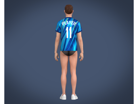 Soccer Football Blue Jersey Player-11 3D Model