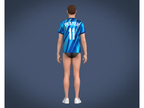 Soccer Football Blue Jersey Player-11 3D Model