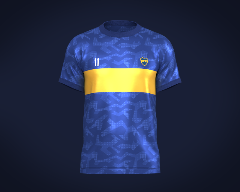 Soccer Football Blue with Merigold color Line Jersey Player-11 Model 3D .c4d .max .obj .3ds .fbx .stl .blend 