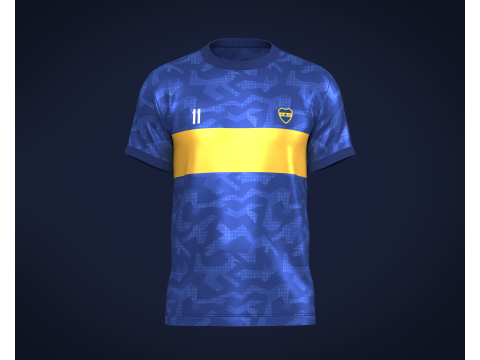 Soccer Football Blue with Merigold color Line Jersey Player-11 3D 모델