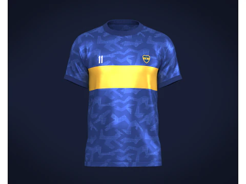 मेरीगोल्ड रंग लाइन जर्सी प्लेयर-11 के साथ सॉकर फ़ुटबॉल नीला 3D मॉडल