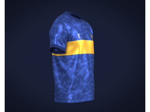 Soccer Football Blue with Merigold color Line Jersey Player-11 Model 3D