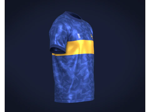 Soccer Football Blue with Merigold color Line Jersey Player-11 3D Model