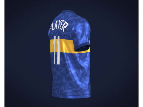 Soccer Football Blue with Merigold color Line Jersey Player-11 Model 3D