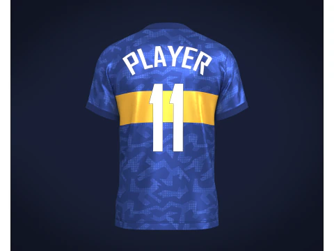 Soccer Football Blue with Merigold color Line Jersey Player-11 3D Model