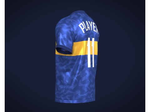 Soccer Football Blue with Merigold color Line Jersey Player-11 Model 3D