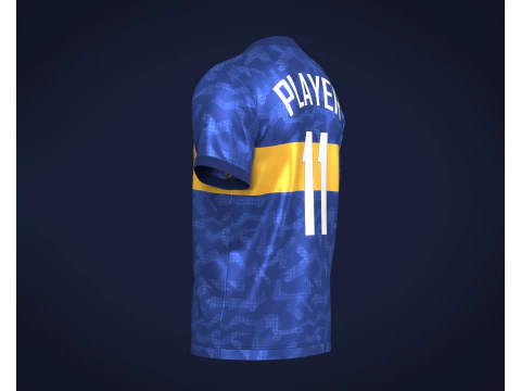 Soccer Football Blue with Merigold color Line Jersey Player-11 3D Model