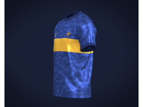 Soccer Football Blue with Merigold color Line Jersey Player-11 Model 3D