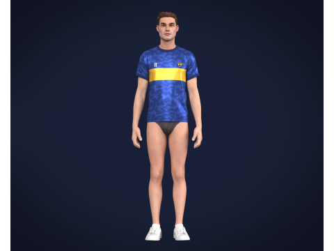 Soccer Football Blue with Merigold color Line Jersey Player-11 Model 3D