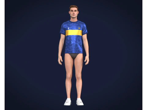 Soccer Football Blue with Merigold color Line Jersey Player-11 3D Model