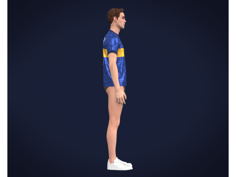 Soccer Football Blue with Merigold color Line Jersey Player-11 Model 3D