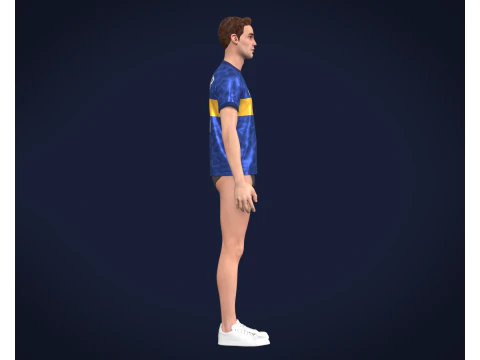 Soccer Football Blue with Merigold color Line Jersey Player-11 3D Model