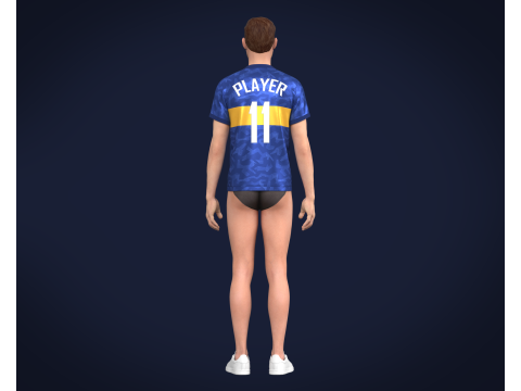 Soccer Football Blue with Merigold color Line Jersey Player-11 Model 3D