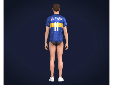 Soccer Football Blue with Merigold color Line Jersey Player-11 3D Model