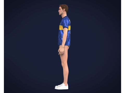 Soccer Football Blue with Merigold color Line Jersey Player-11 Model 3D