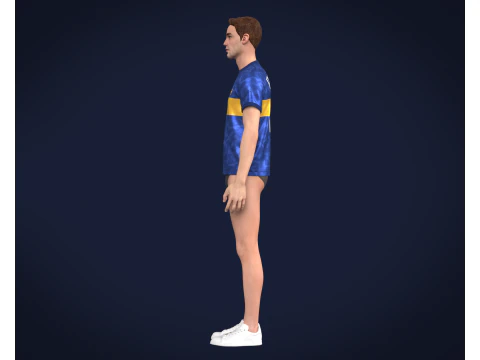 Soccer Football Blue with Merigold color Line Jersey Player-11 3D Model
