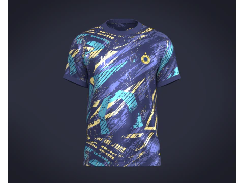 Piłka nożna Football Blues z zawodnikiem Golden Jersey-11 Model 3D