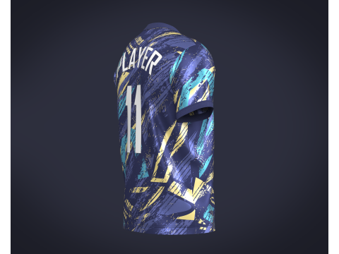 Soccer Football Blues with Golden Jersey Player-11 3D Model