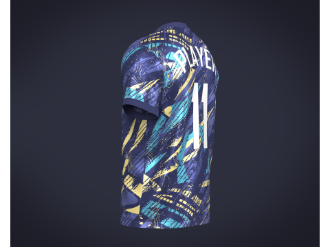 Soccer Football Blues with Golden Jersey Player-11 3D Model
