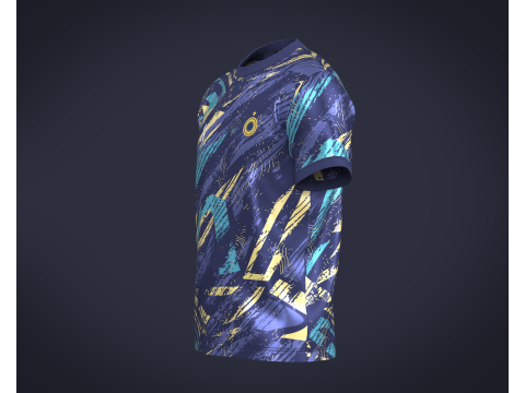 Soccer Football Blues with Golden Jersey Player-11 3D Model