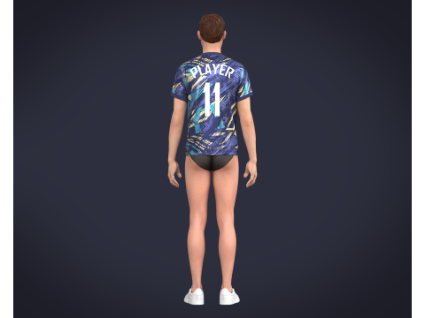 Soccer Football Blues with Golden Jersey Player-11 3D Model