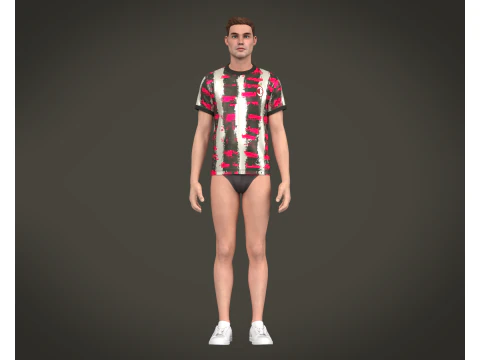 Soccer Football Brown with Mgenta Jersey Player-11 3D Model