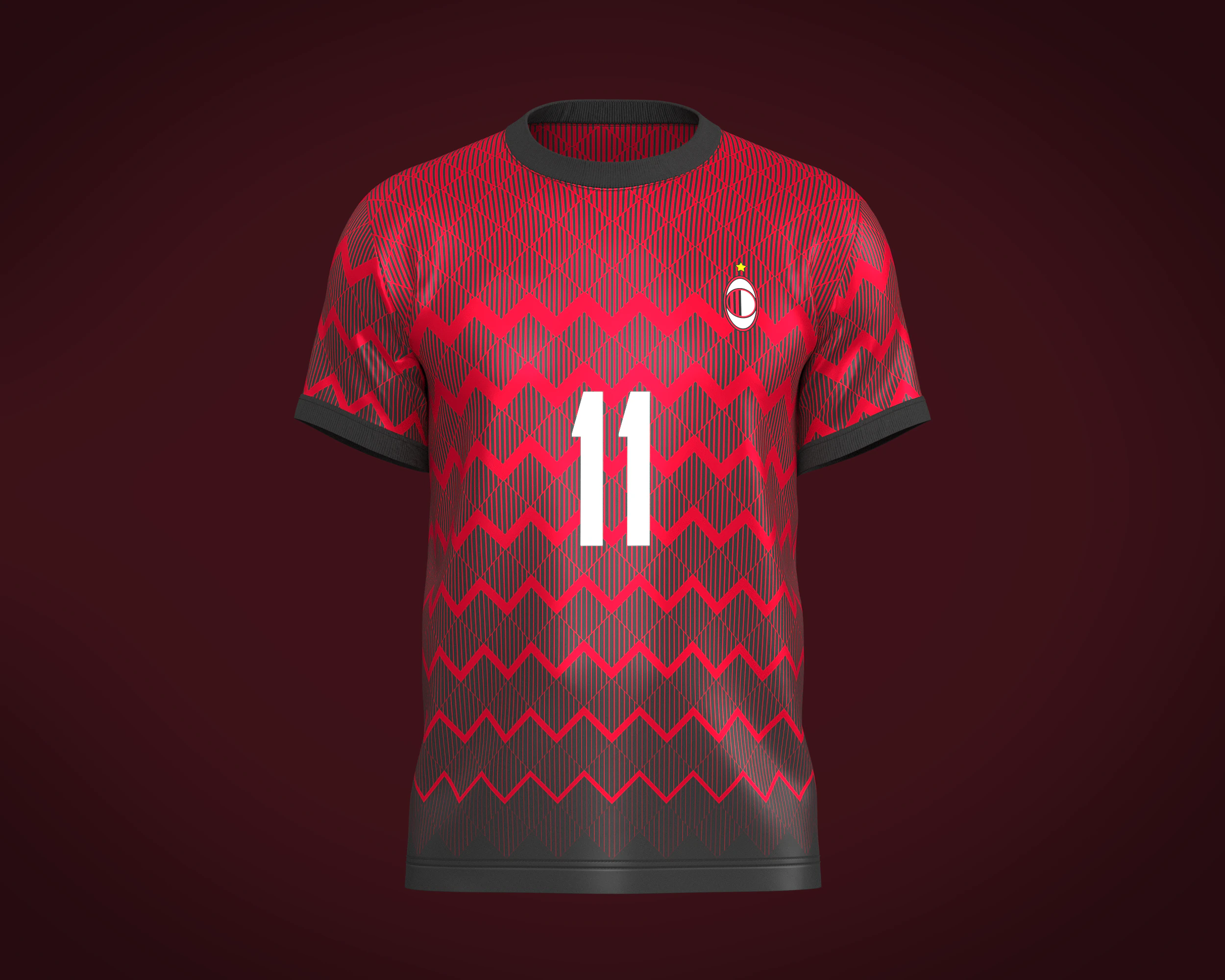 Soccer Football Cherry Red with Black Jersey Player-11 3D Model .c4d .max .obj .3ds .fbx .stl .blend 