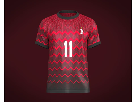 足球樱桃红黑色球衣 Player-11 3D 模型