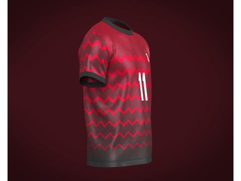 Soccer Football Cherry Red with Black Jersey Player-11 3D Модель