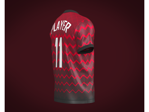 Soccer Football Cherry Red with Black Jersey Player-11 3D Модель