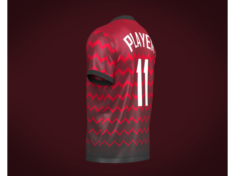 Soccer Football Cherry Red with Black Jersey Player-11 3D Модель