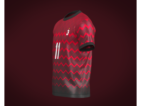 Soccer Football Cherry Red with Black Jersey Player-11 3D Модель