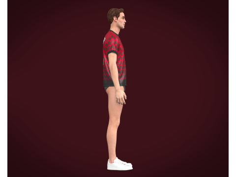 Soccer Football Cherry Red with Black Jersey Player-11 3D Модель