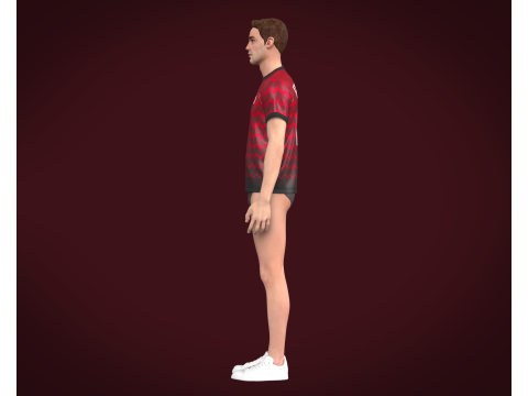 Soccer Football Cherry Red with Black Jersey Player-11 3D Модель
