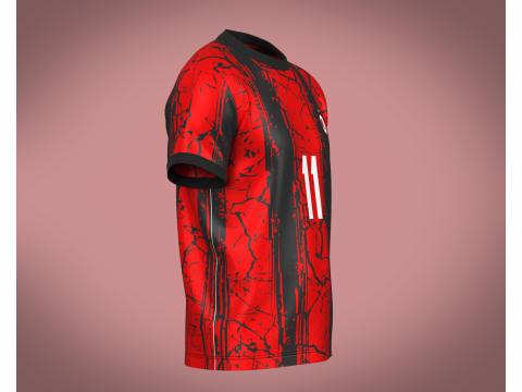 Soccer Football Fire Red color Jersey Player-11 Model 3D
